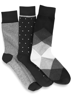 3 Pack Cotton Blend Sock - Black Multi