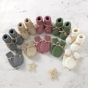 Baby Boys Girls Solid Color Knitted Gloves and Shoes Set