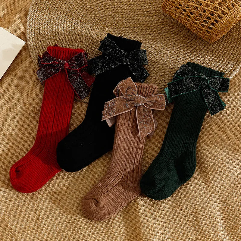 Baby Kid Girls Solid Color Bow Accessories Socks Wholesale 24011147