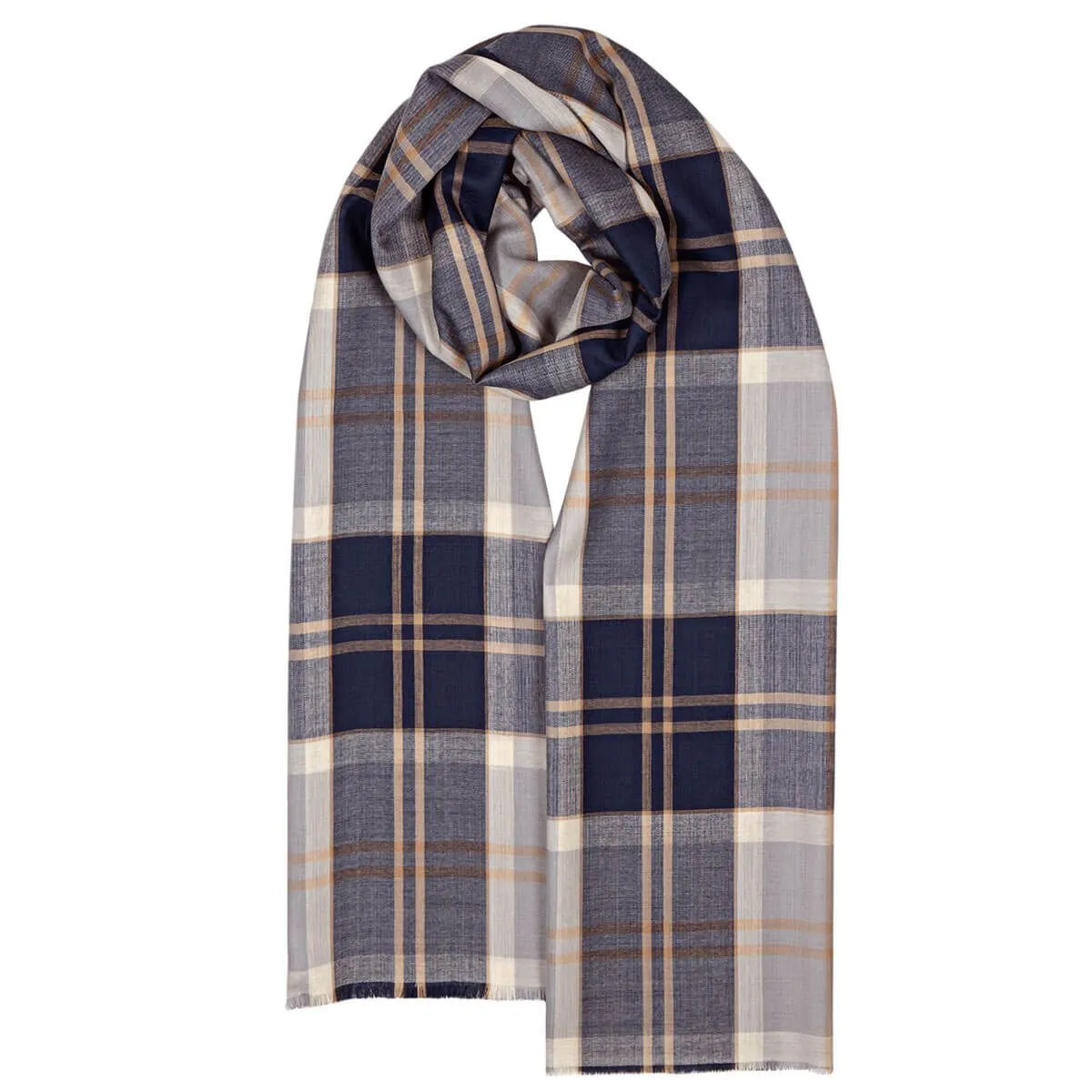 Bannockbane grey tartan Extra fine merino stole