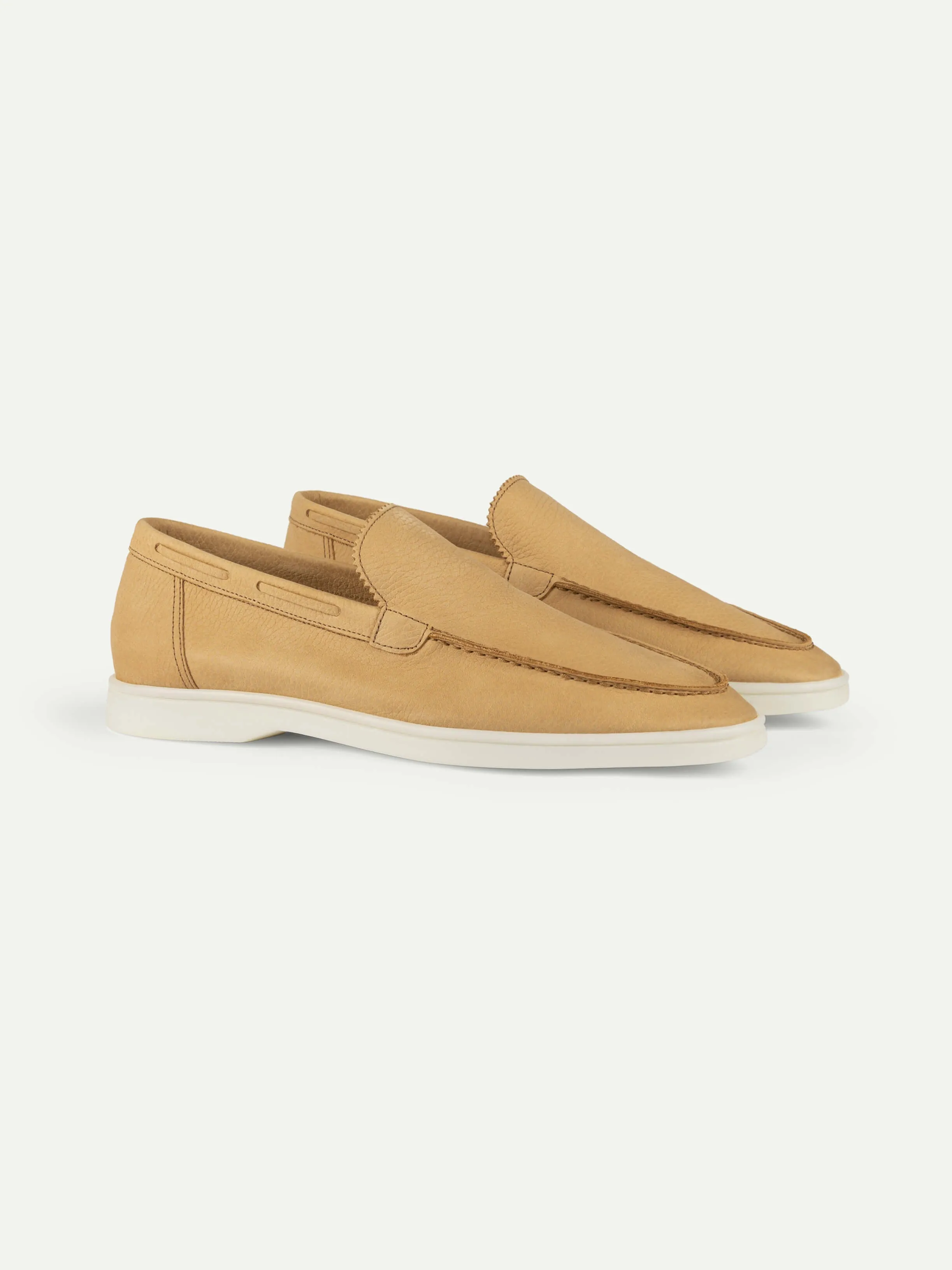 Beige Nubuck Yacht Loafers