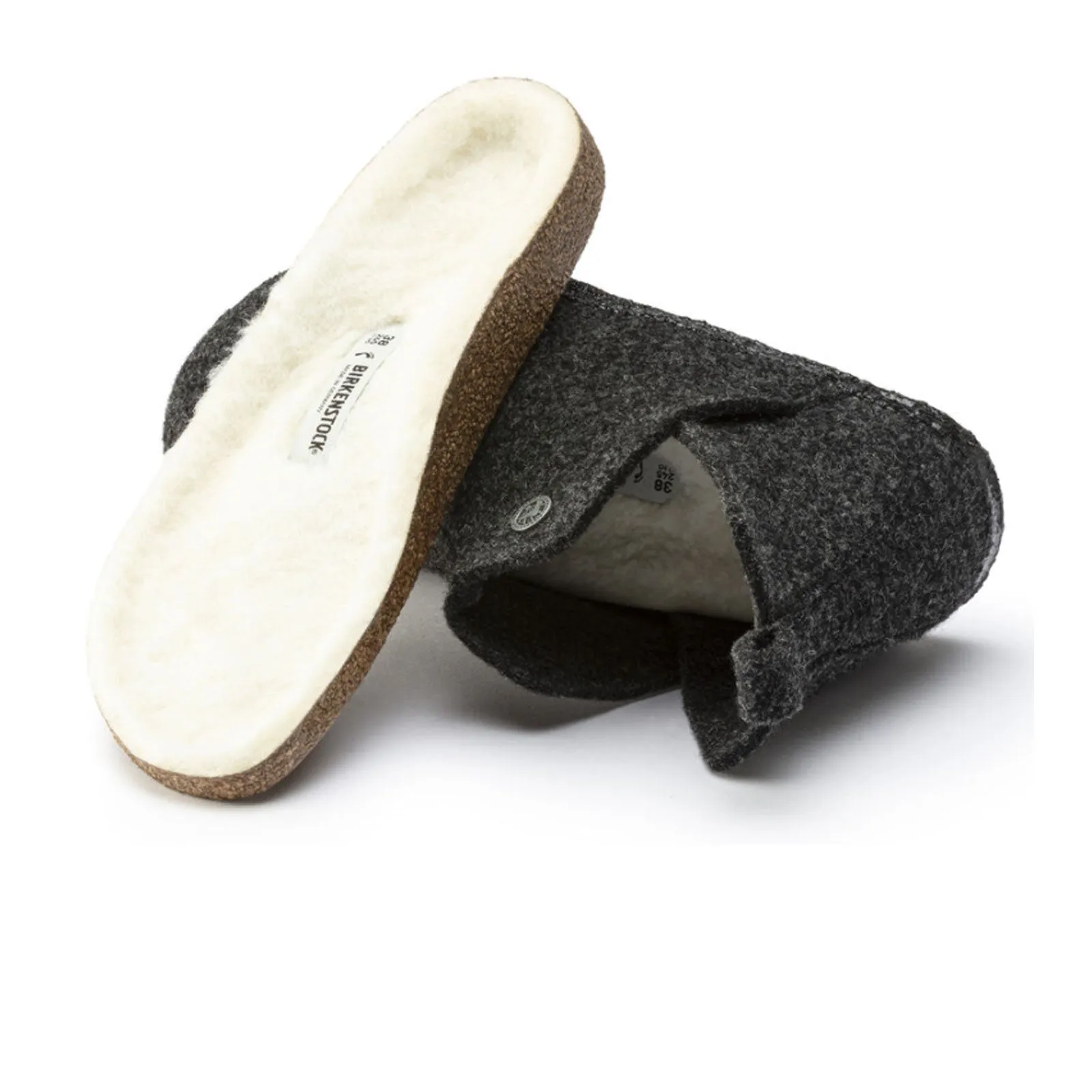 Birkenstock Andermatt Slipper (Men) - Anthracite Wool/Natural Shearling