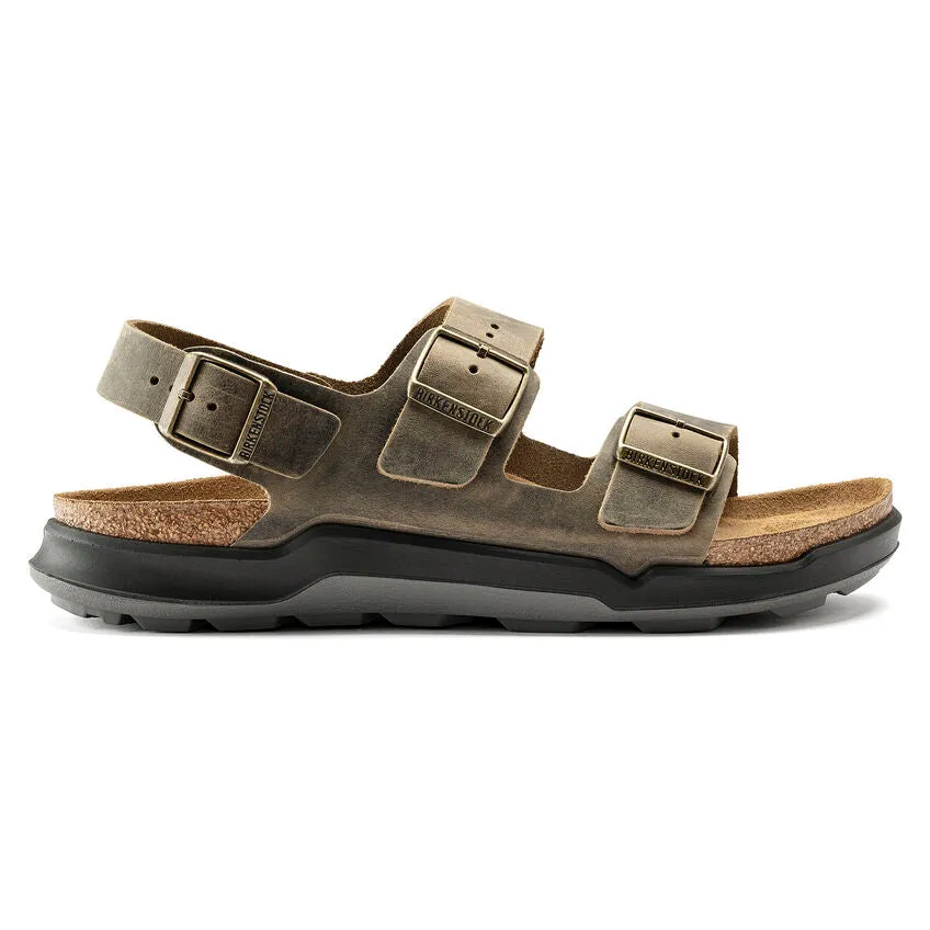 'Birkenstock' Men's Milano Rugged Oiled Leather Sandal - Faded Khaki