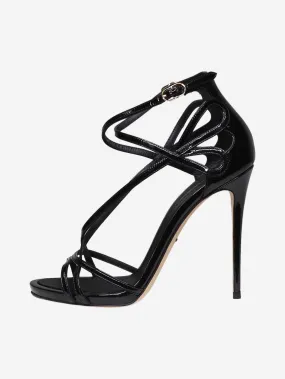 Black patent leather sandal heels - size EU 39