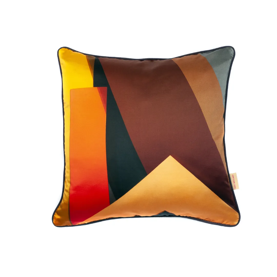 Brown Plinth Silk Cotton Square Cushion