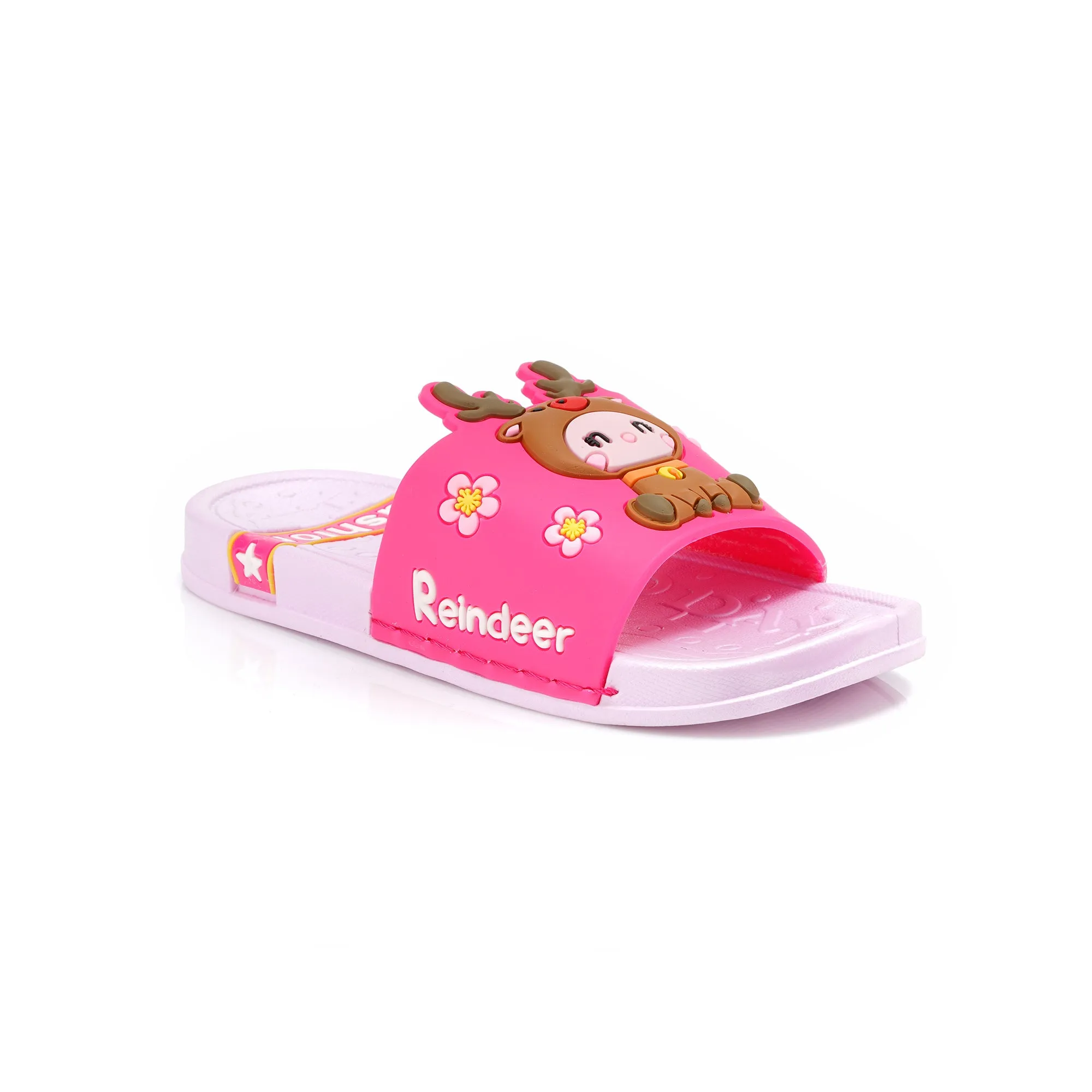 C1628 W-Mark Reindeer Ppyto Day Smart Pink Slippers