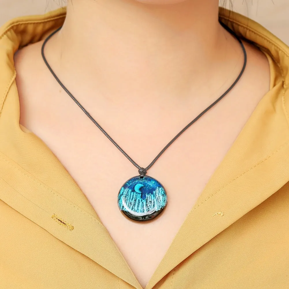 Crescent Moon Upon Snow Mountains Necklace