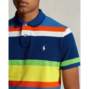 Custom Fit Mesh Polo - Stripe - Royal Blue