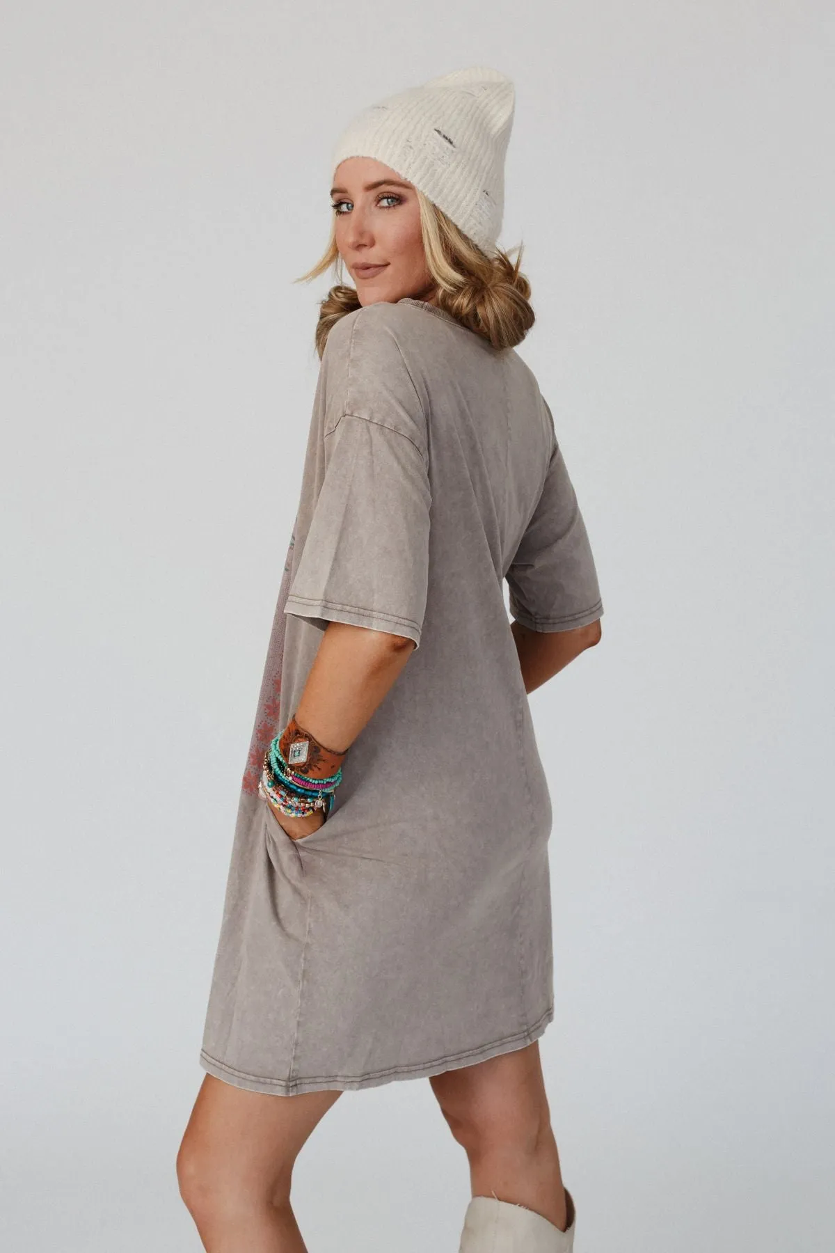 Fall Blossoms Tee Dress - Mocha