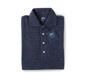 Fedeli Chest Pocket Polo in Knitted Piqué Ocean Blue