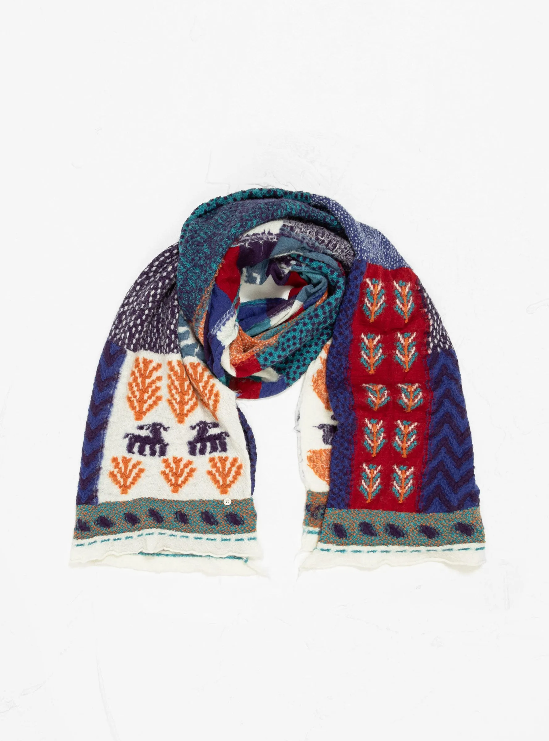 Fulling Wool Scarf Blue & Multi Village Gabbeh