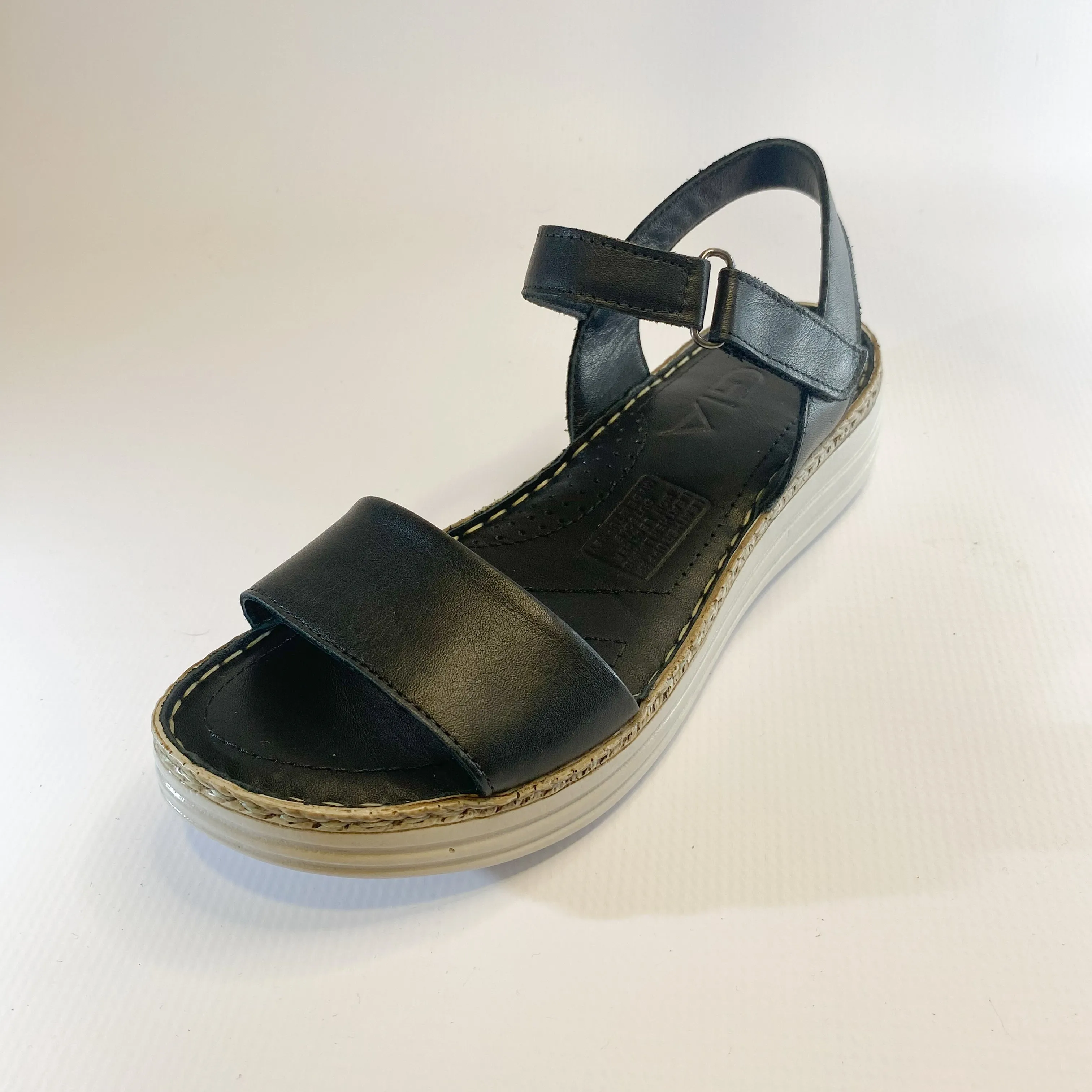 Gia black leather flatform sandal