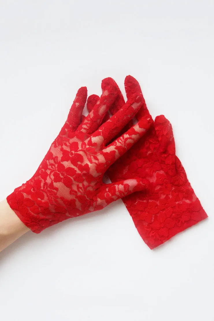 Gracie Red Lace Gloves