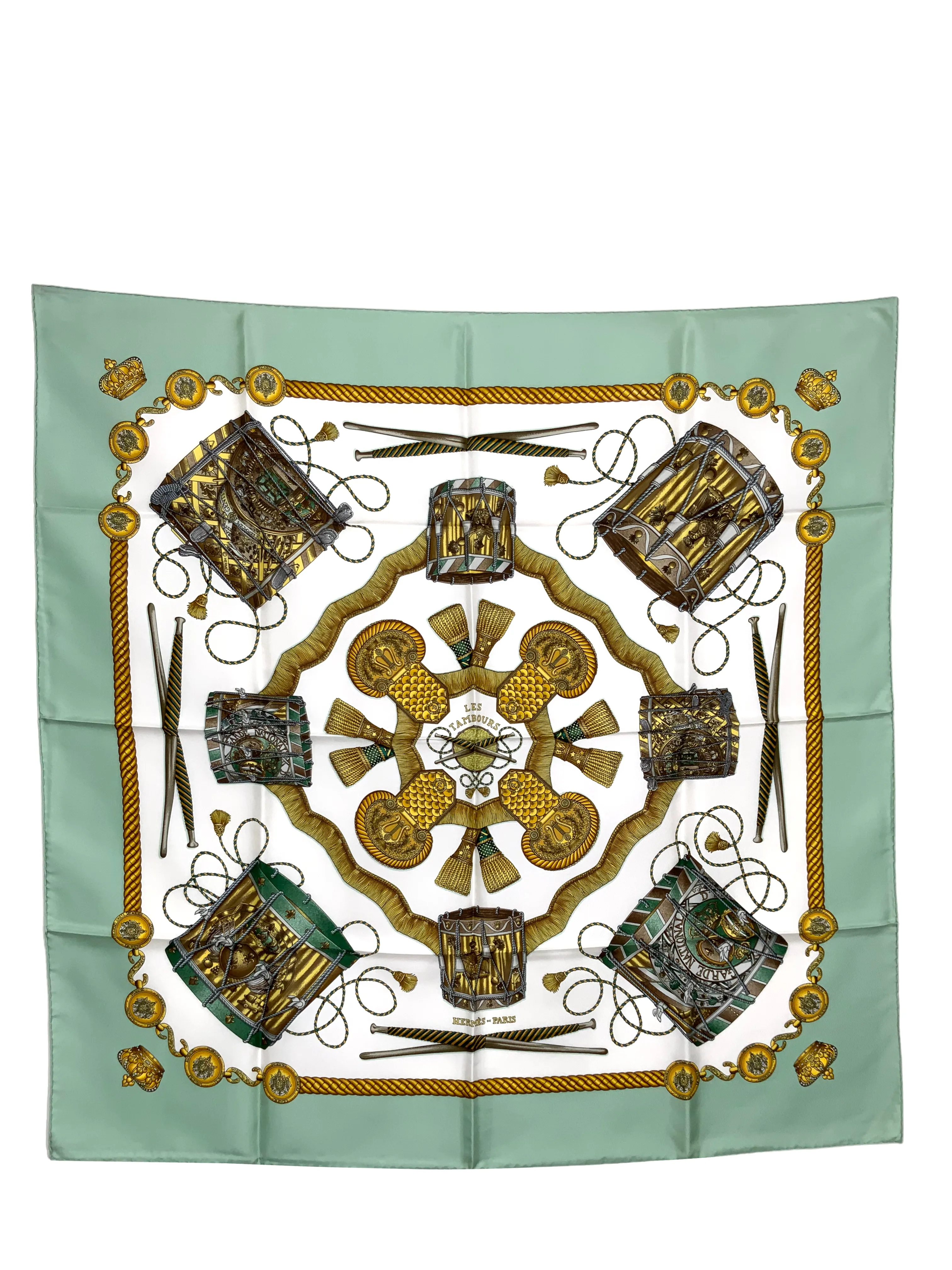 Hermes Les Tambours Silk Scarf 90