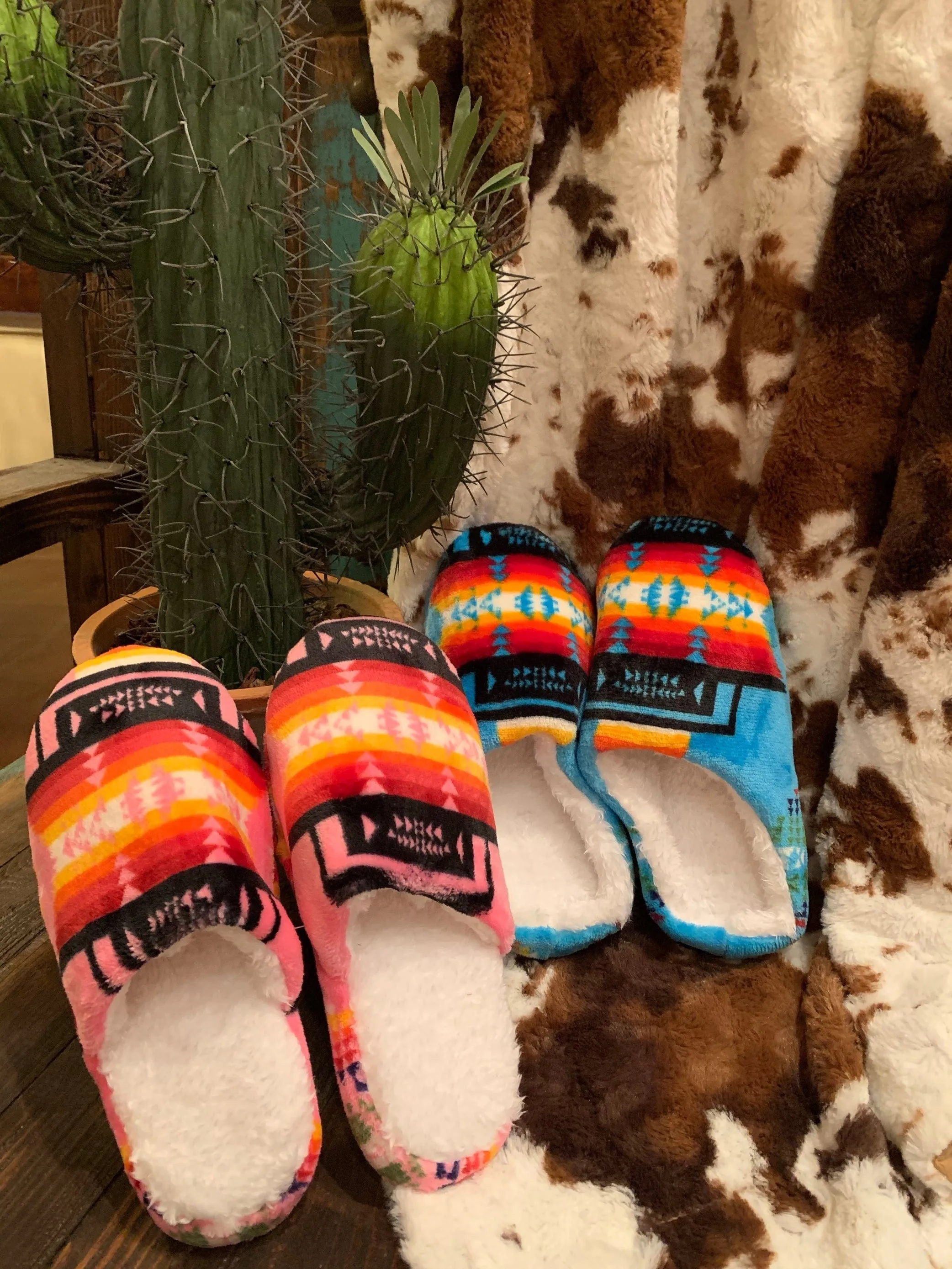 HOT PINK aztec Arizona Southwest slippers