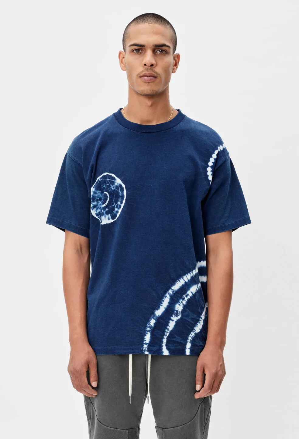 Indigo Shibori University Tee / Indigo