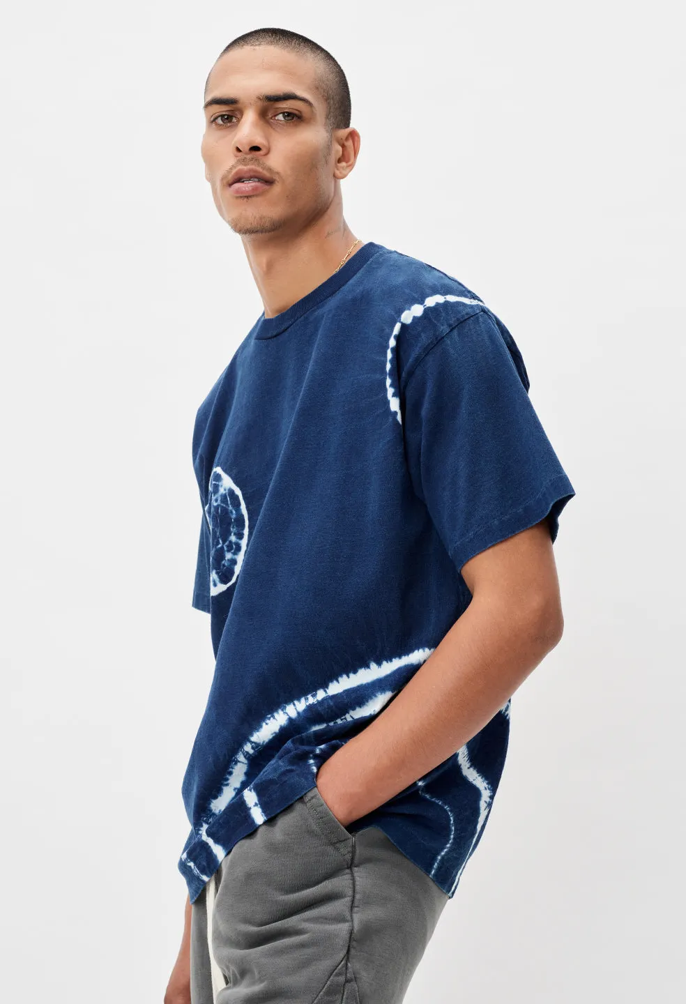 Indigo Shibori University Tee / Indigo