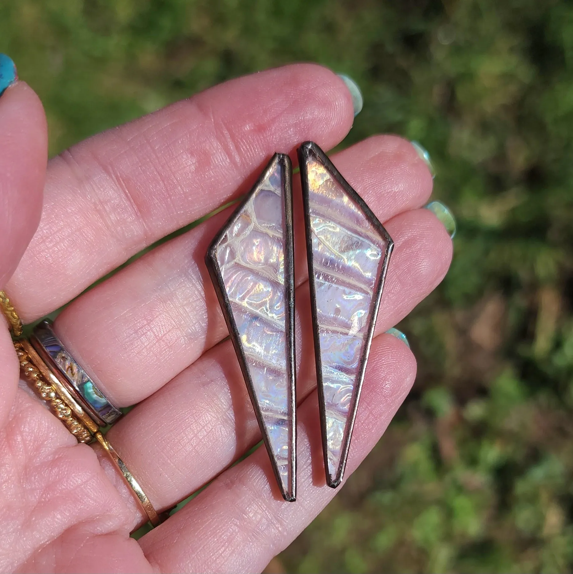 Iridescent Snakeskin Shed (A)Symmetry Post Earrings