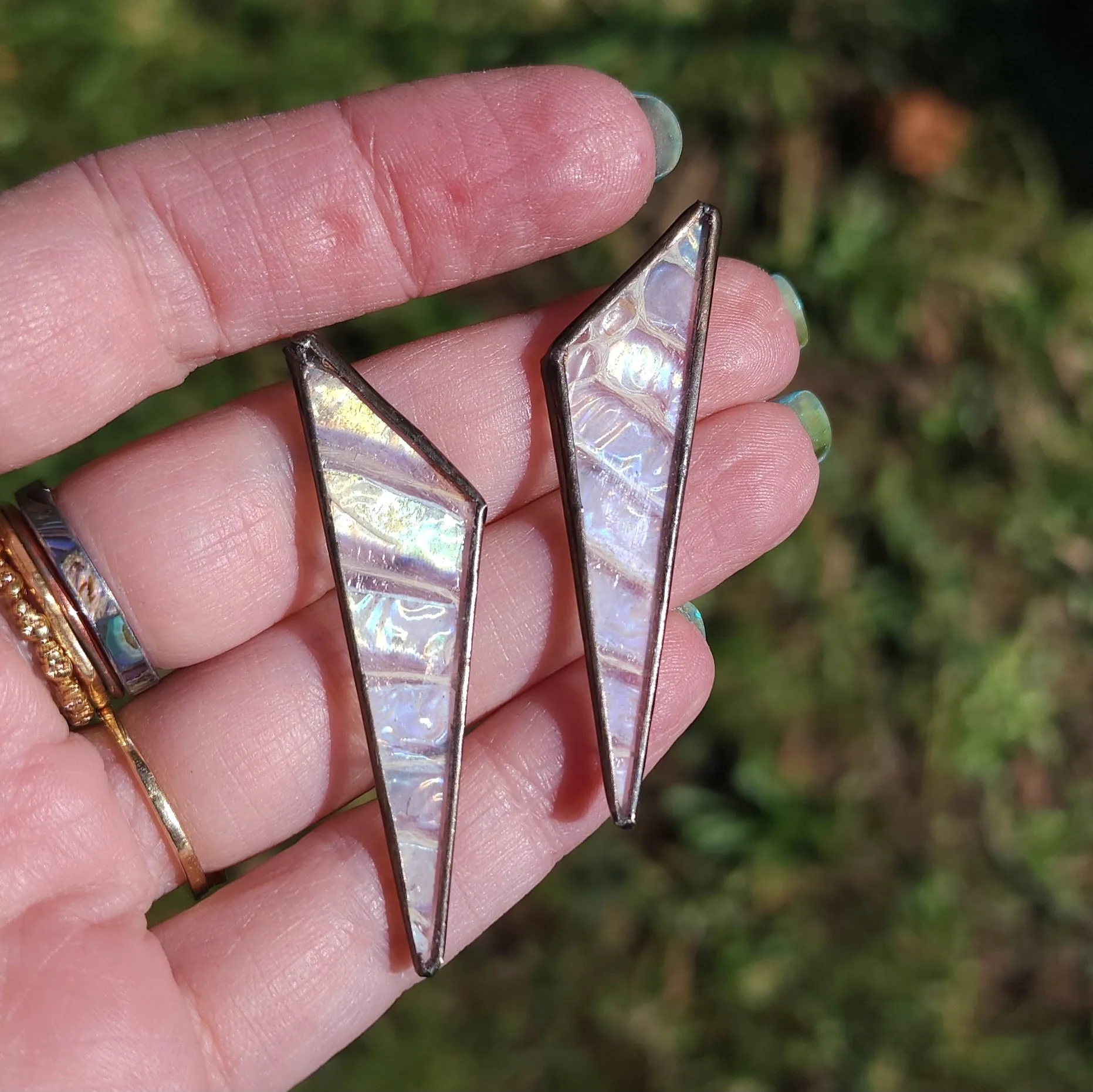 Iridescent Snakeskin Shed (A)Symmetry Post Earrings