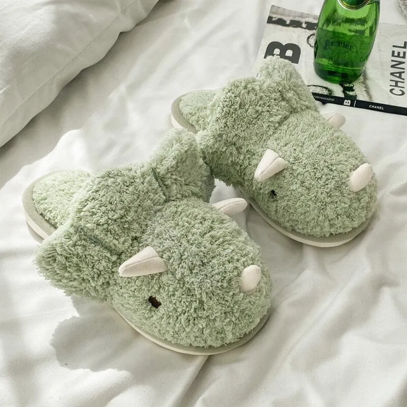 Kawaii Fluffy Dinosaur Slippers