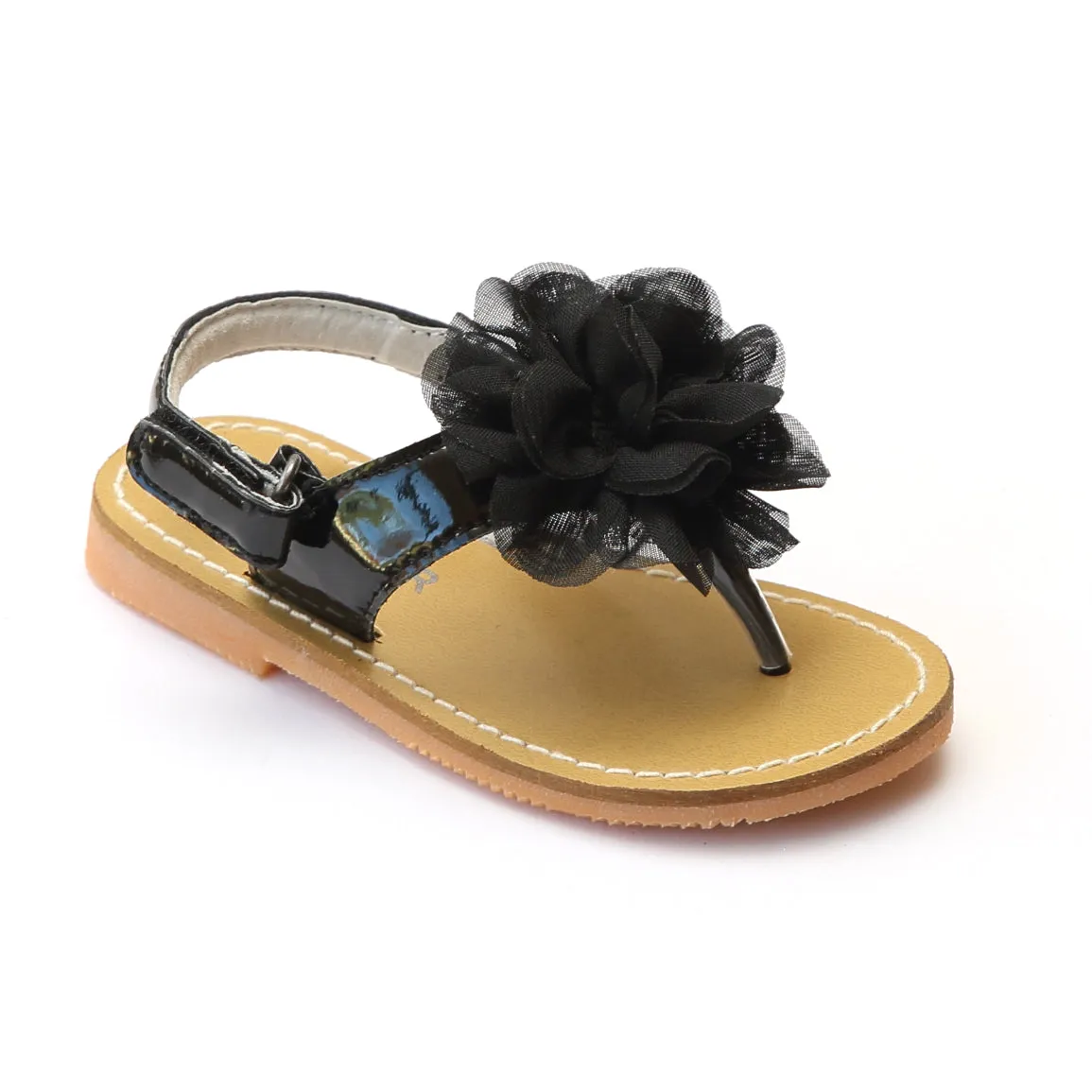 L'Amour Girls Organza Carnation Flower Thong Sandals