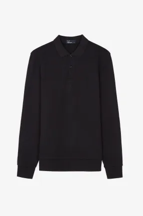 Long Sleeve Fleece Black Pique Shirt