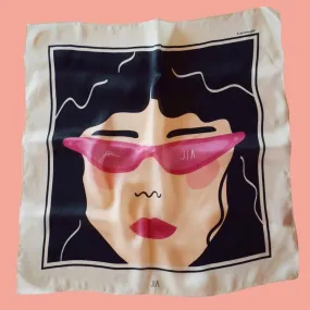 ‘LOVE IN THE GLASSES’ SILK SCARF