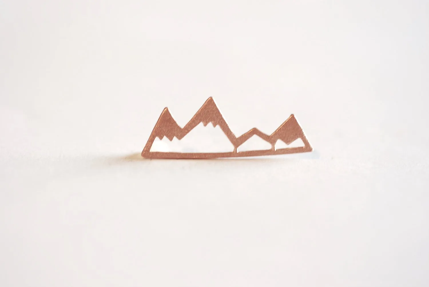 Matte Rose Gold Vermeil Mountain Range Connector Charm- 22k gold plated Mountain Peak Connector Charm, Hiking Charm, Snow Mountain, 318