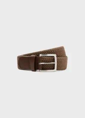 Men's Elasticated Braided Belt in Light Brown