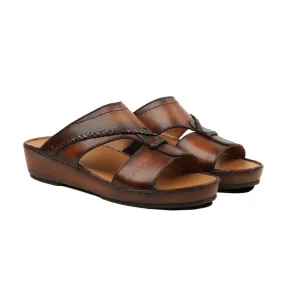 Moorea - Men's Brown Patina Calf Leather Slipper