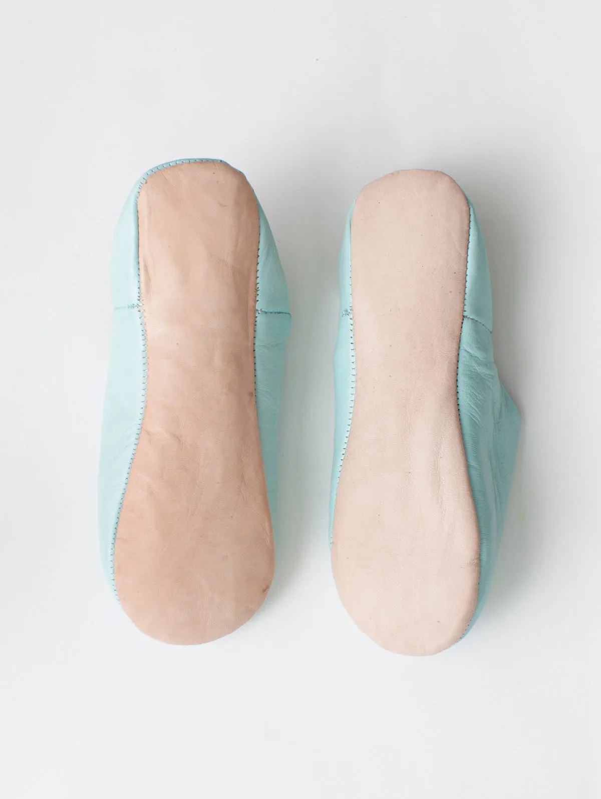 Moroccan Babouche Basic Slippers, Powder Blue