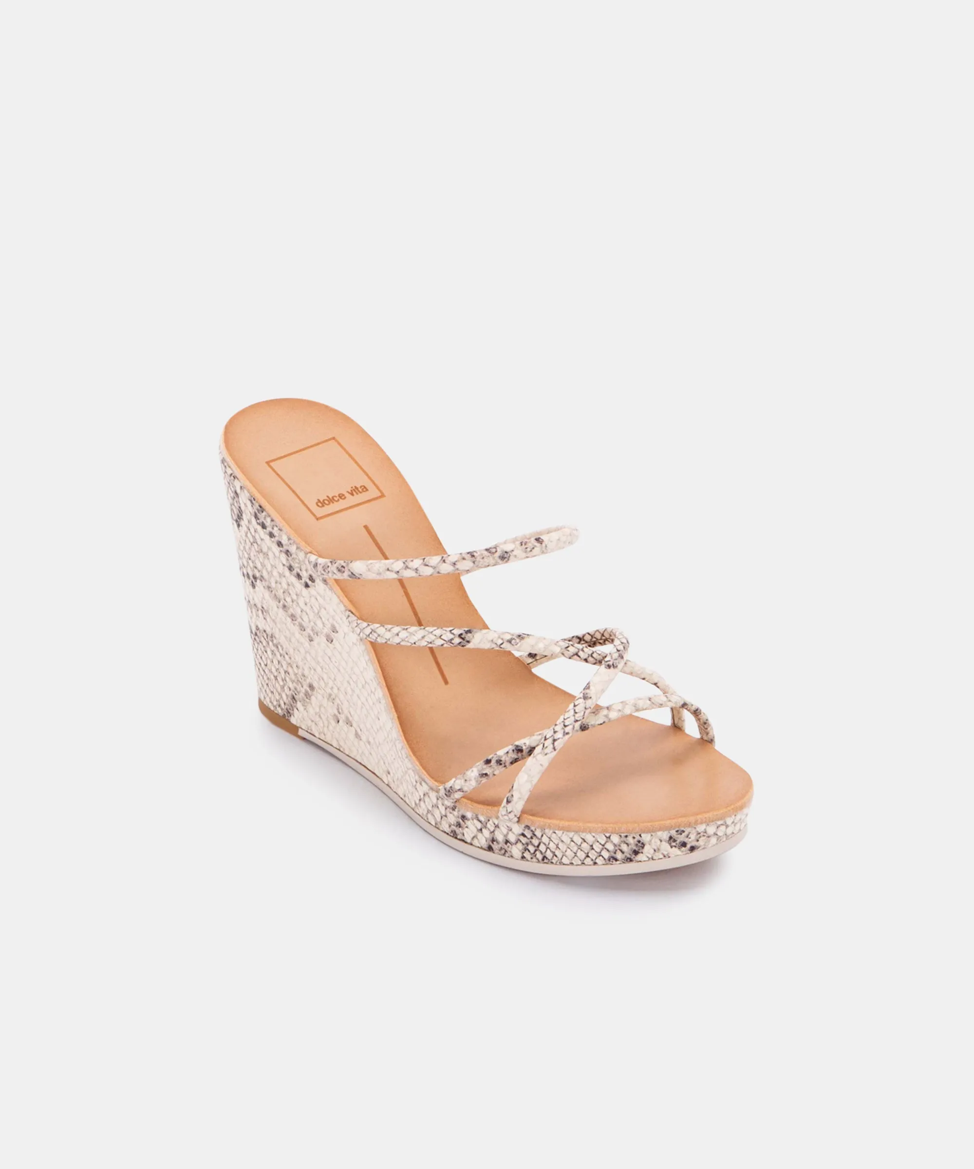 NAYA WEDGES IN BONE SNAKE PRINT LEATHER - re:vita