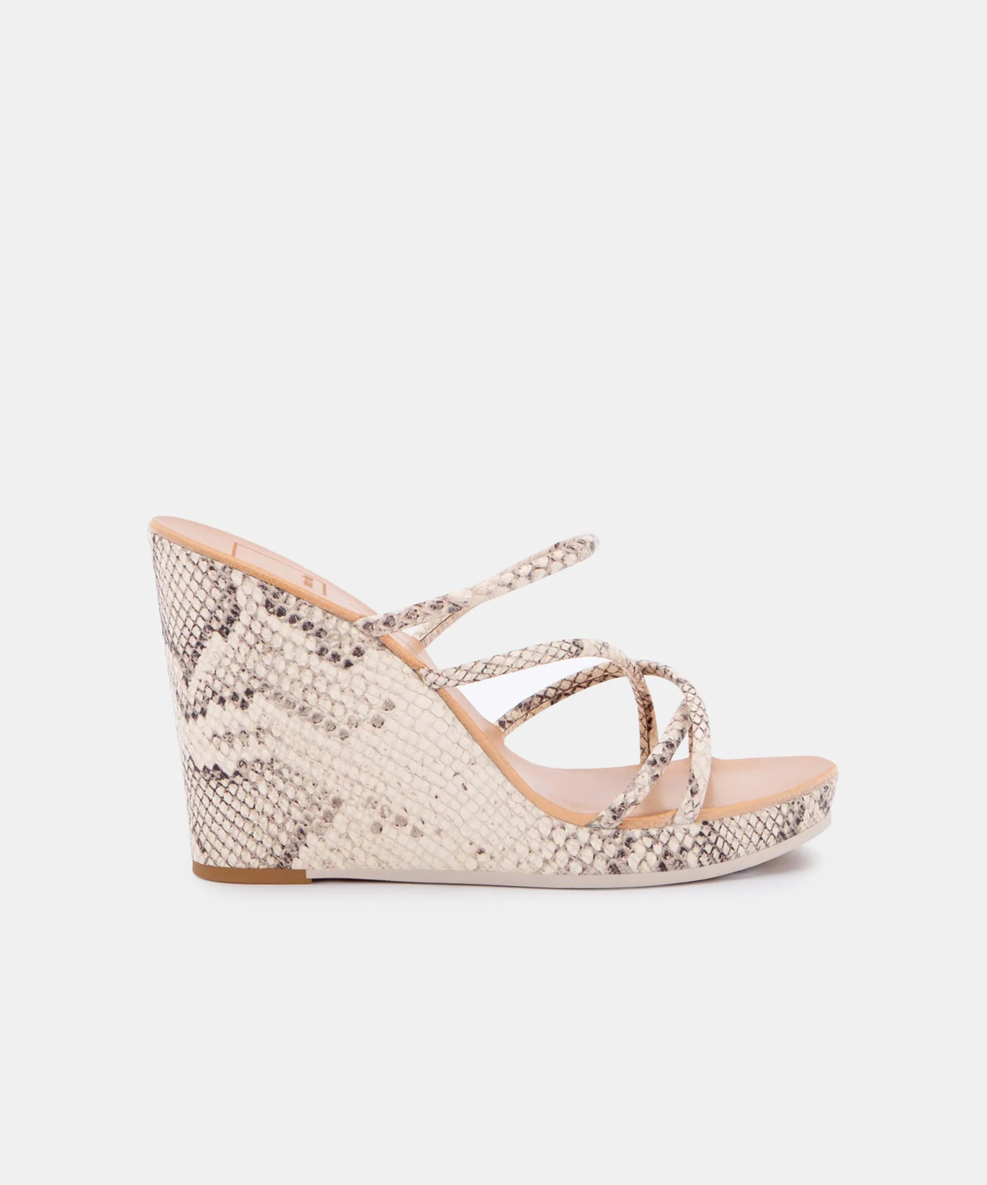 NAYA WEDGES IN BONE SNAKE PRINT LEATHER - re:vita