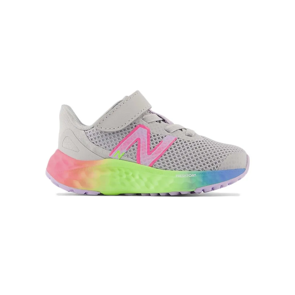 New Balance Toddler's Fresh Foam Arishi v4 Bungee Lace with Top Strap Grey/Rainbow