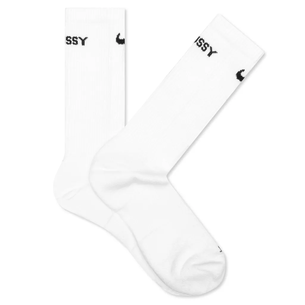 Nike x Stussy Everyday Plus Cushioned Crew Socks - White/Black