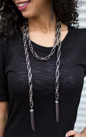 Paparazzi Accessories - SCARFed For Attention - Gunmetal Necklace