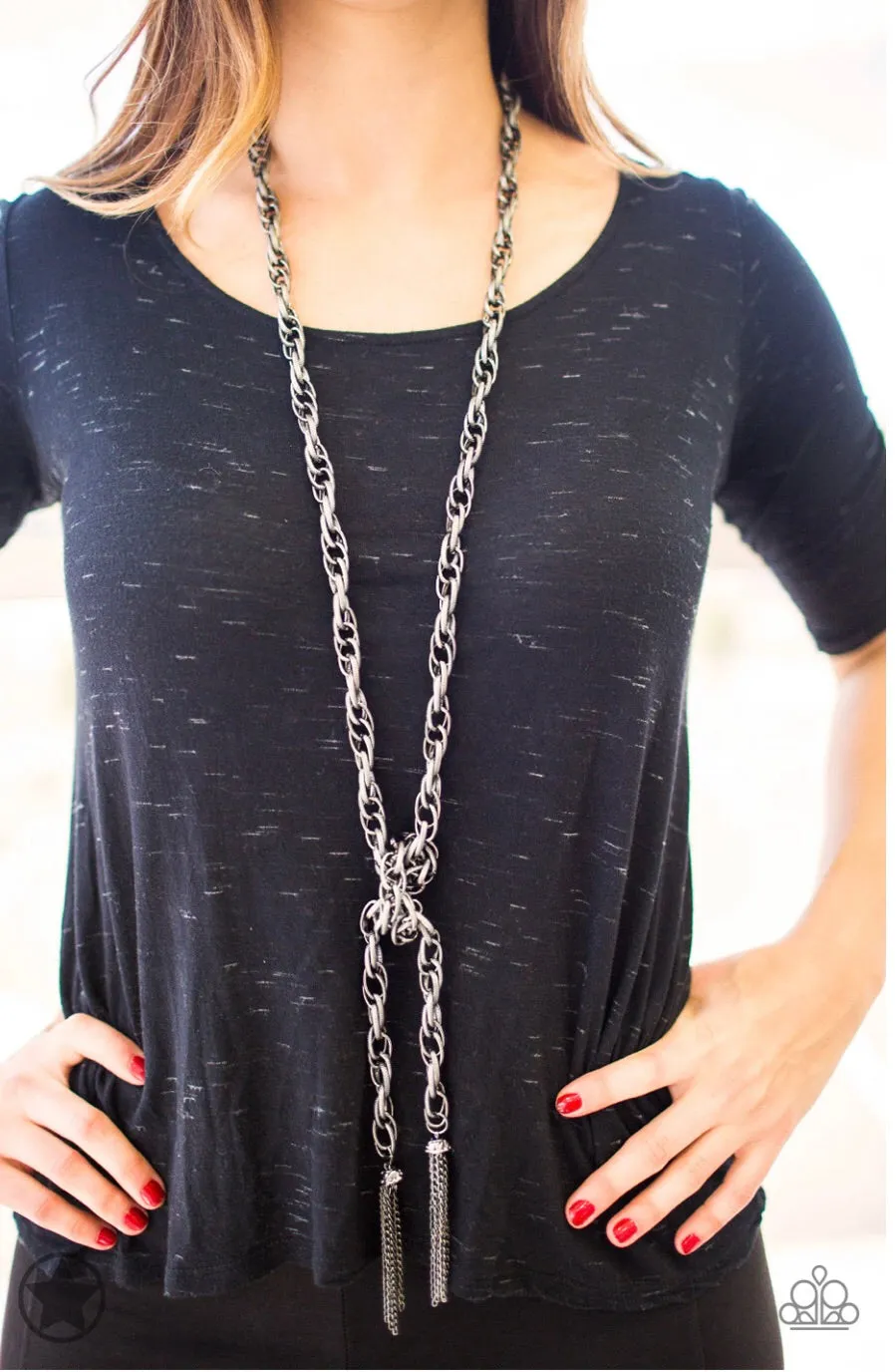 Paparazzi Accessories - SCARFed For Attention - Gunmetal Necklace