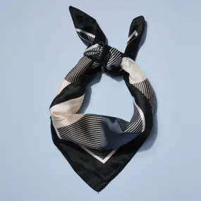 Plaid Printed Silky Bandana - Black/Beige