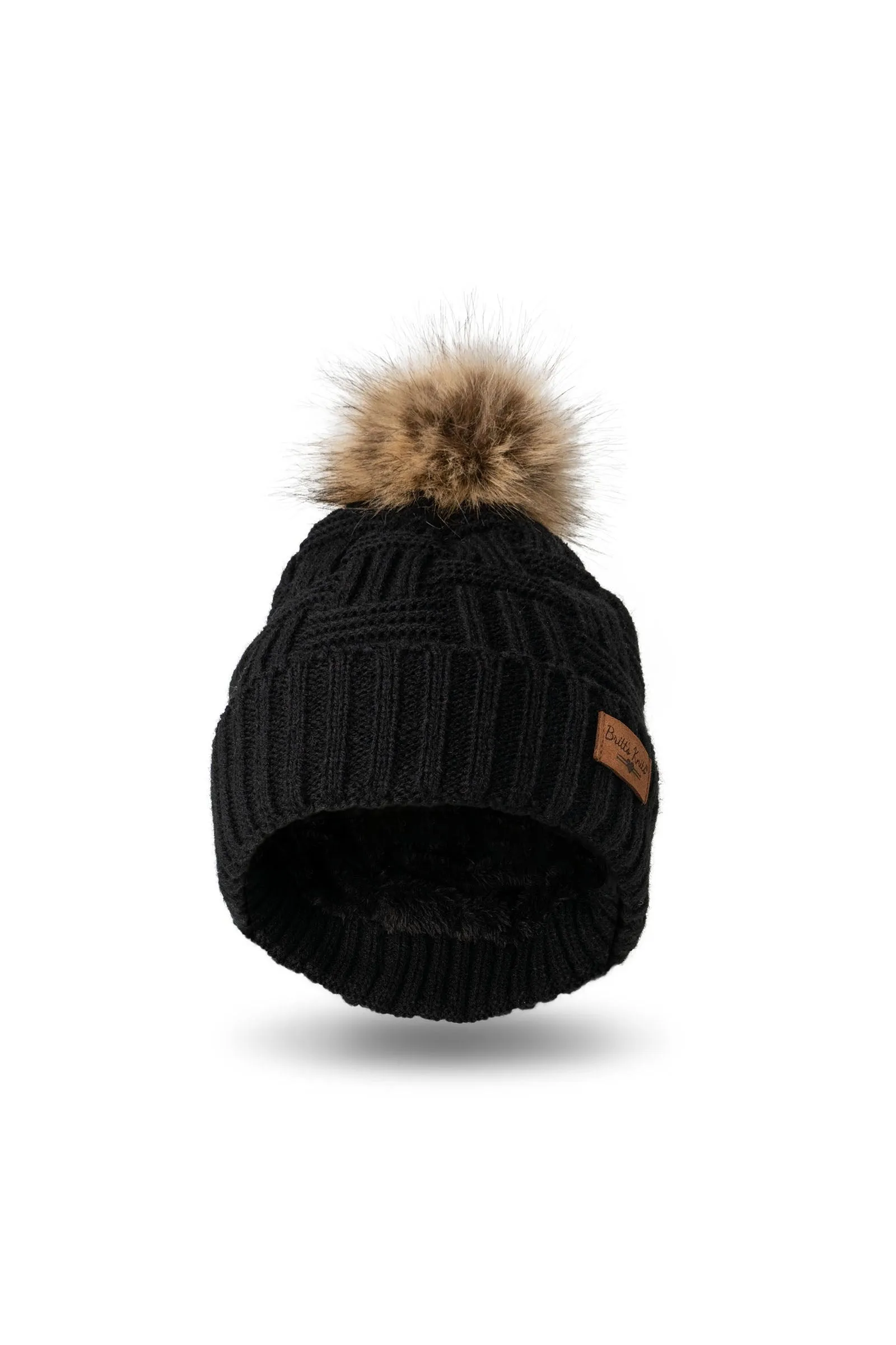 Plush Lined Knit Pom Hat