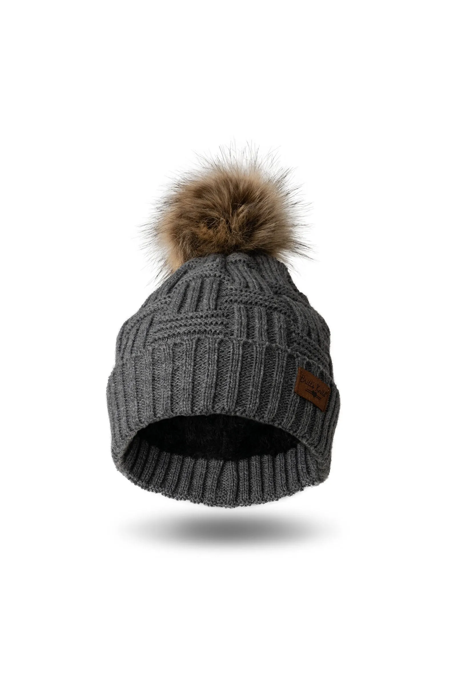 Plush Lined Knit Pom Hat