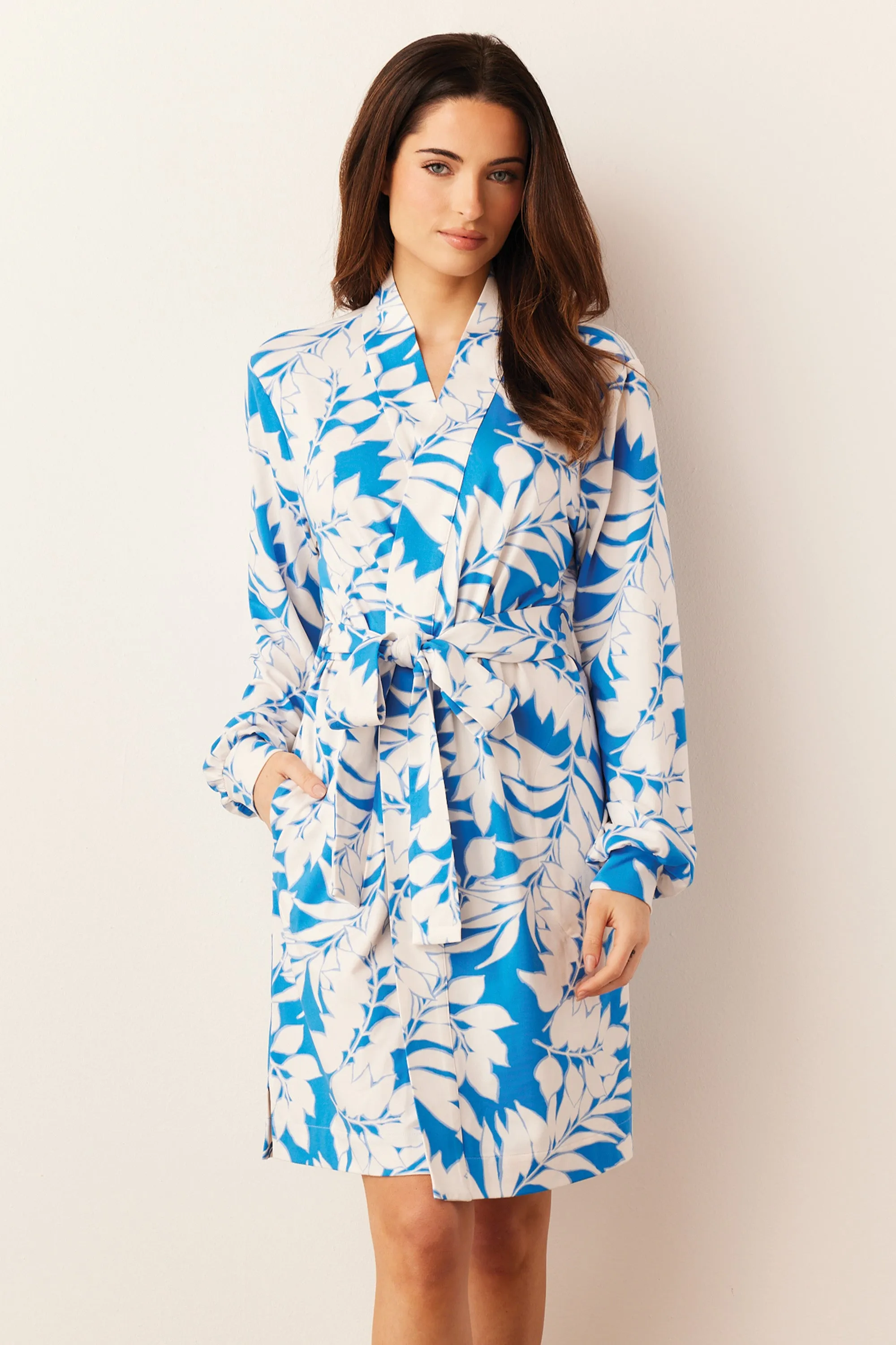 Quinn Banded Short Robe | Serene