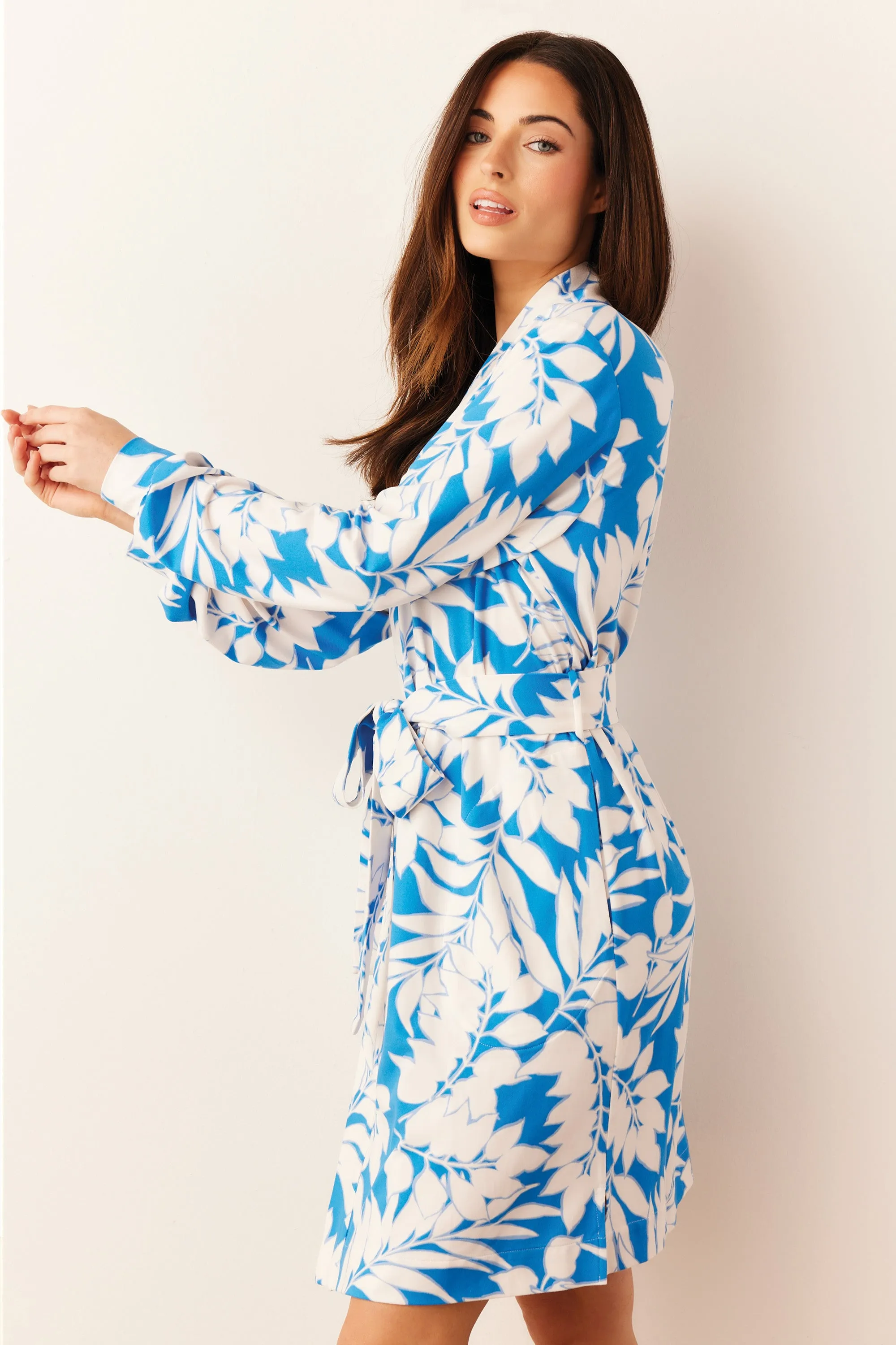 Quinn Banded Short Robe | Serene