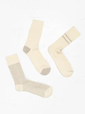 Recycled Daily Socks 3 Pack Off White & Grey