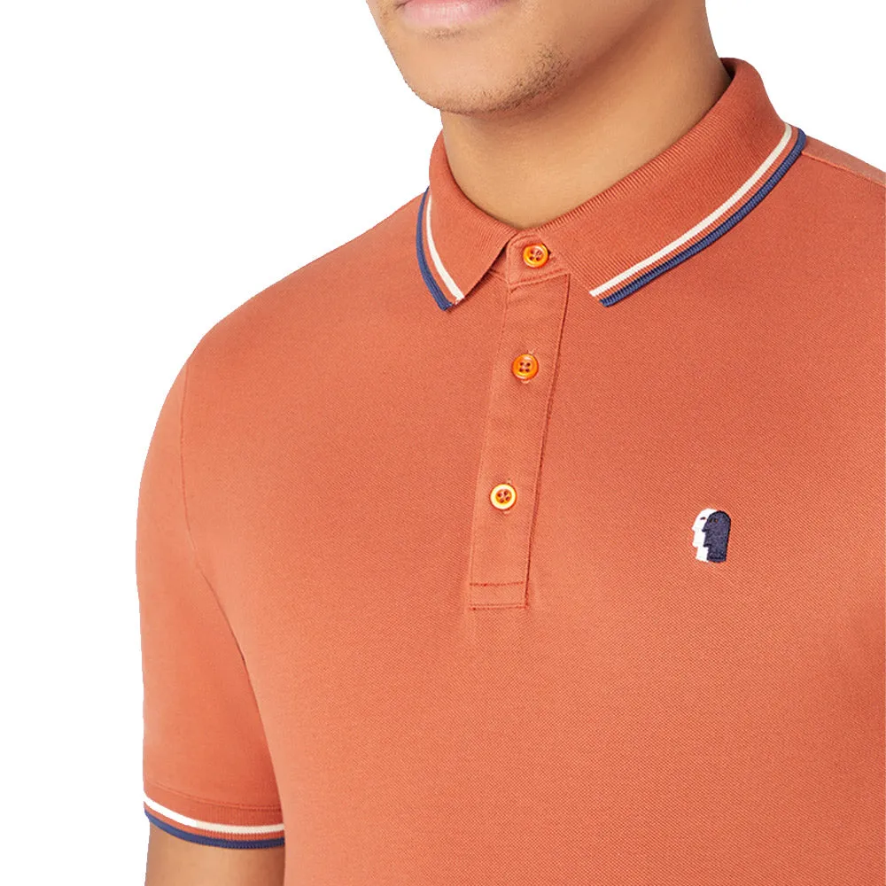 Remus Uomo Cotton Blend Polo Shirt - Dark Orange