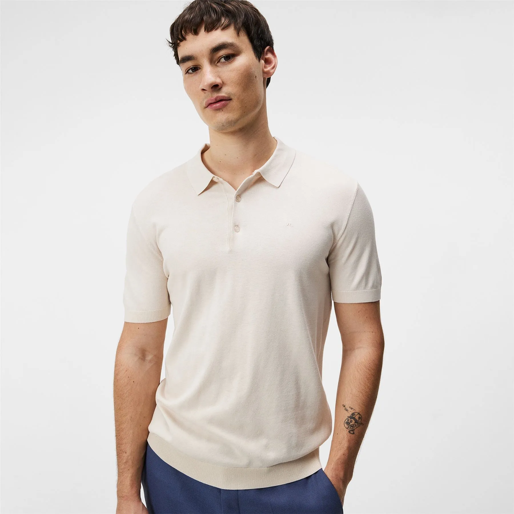 Ridge Rayon Silk Slim Fit Polo Moonbeam Grey - SS24