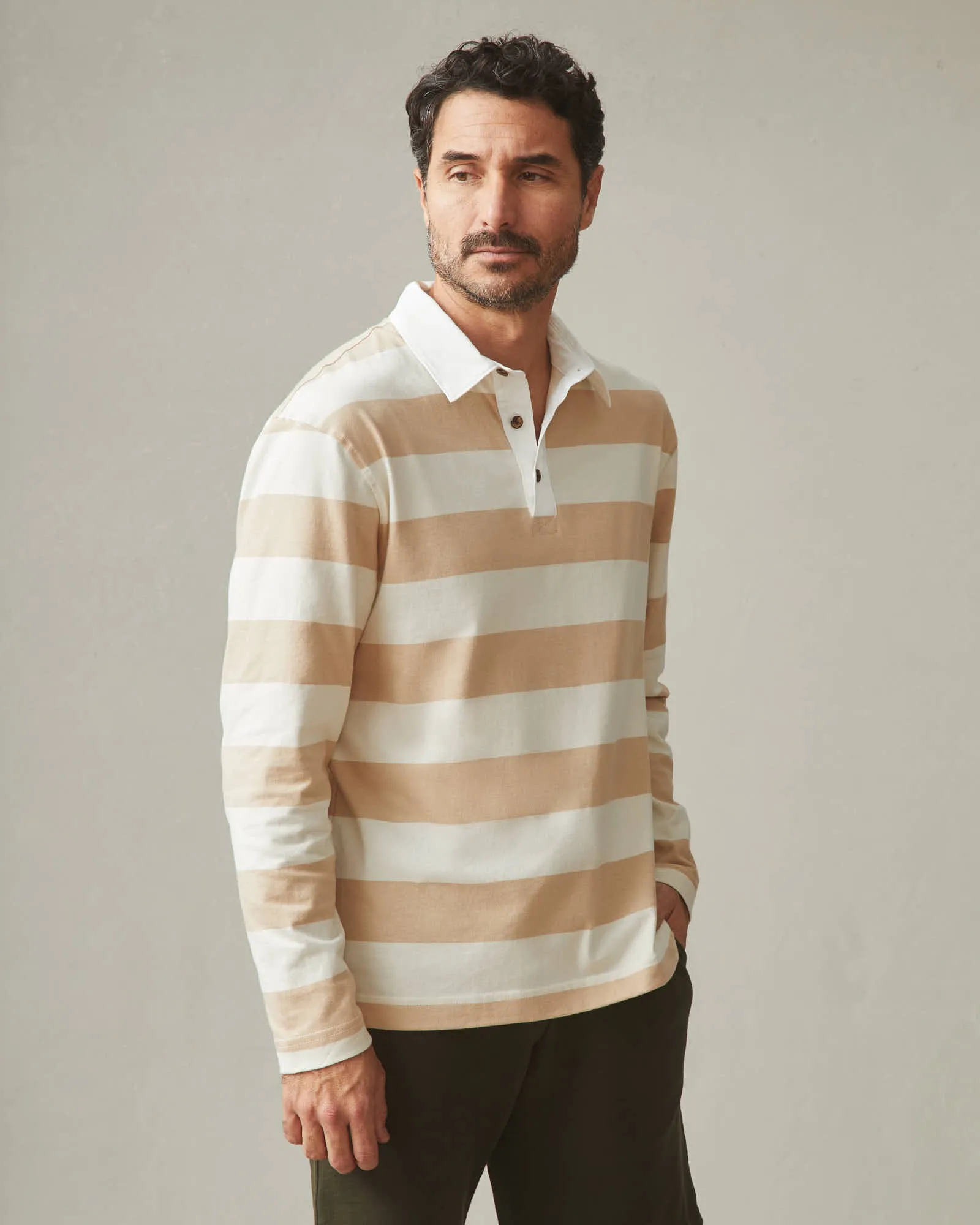 Rugby Shirt - Khaki Stripe