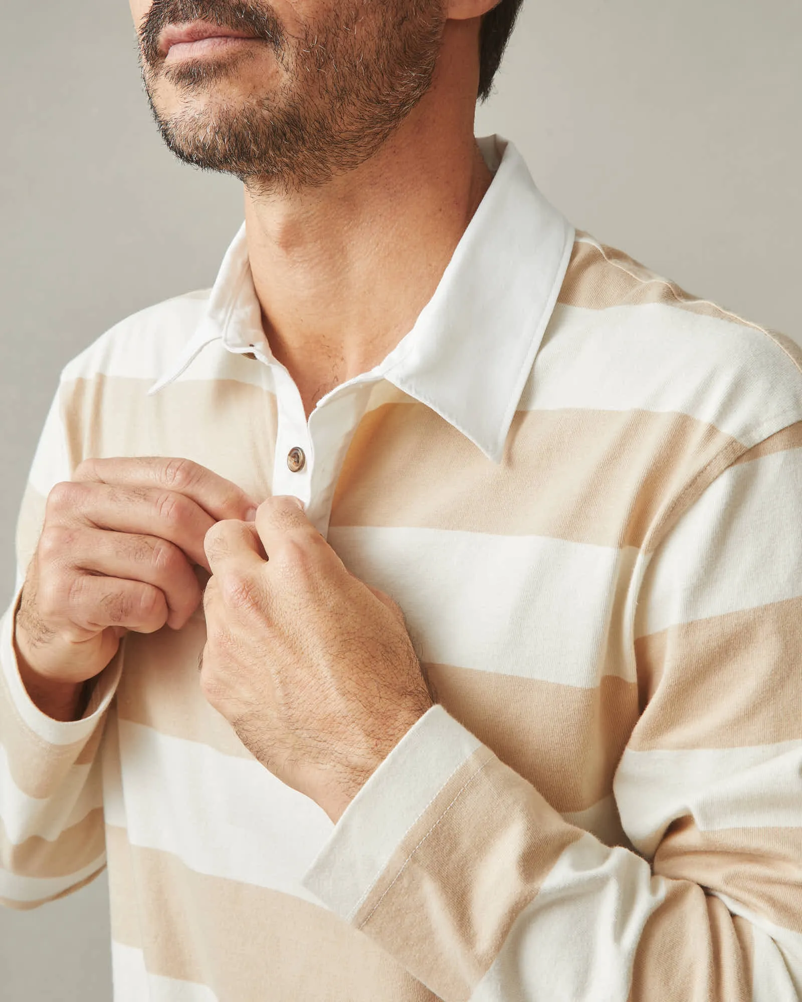 Rugby Shirt - Khaki Stripe