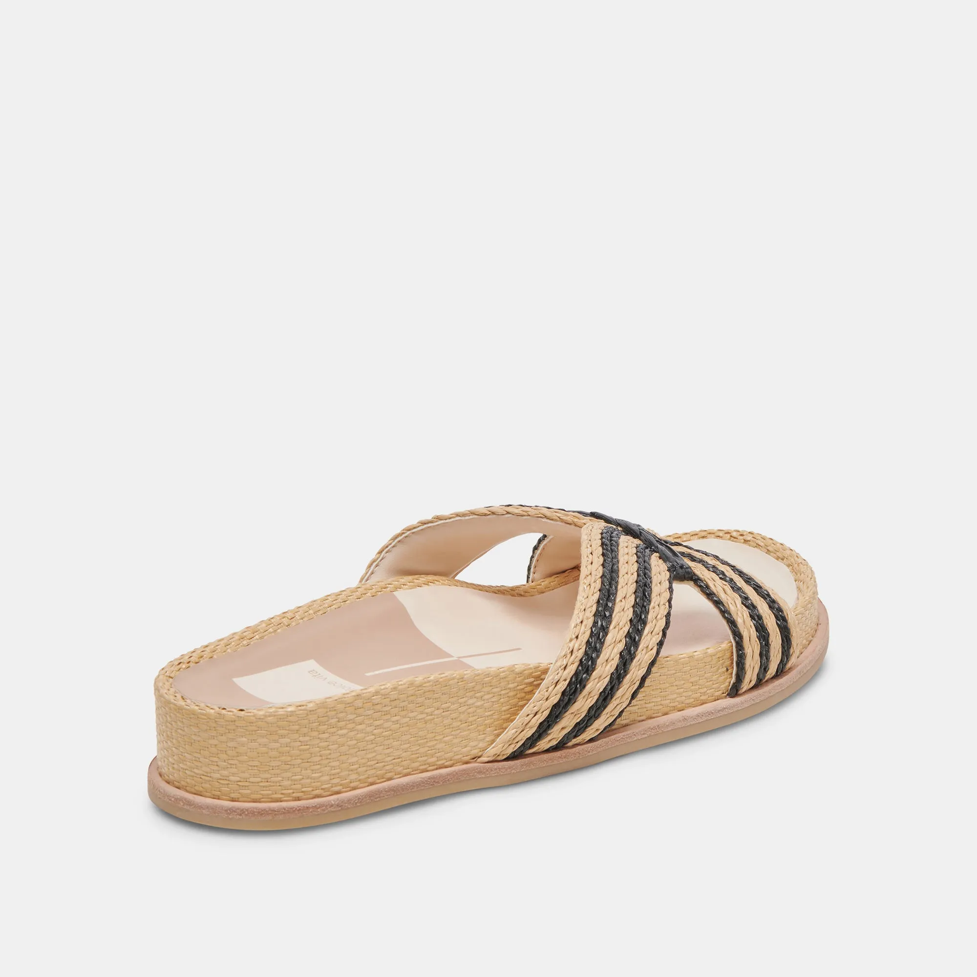 SELDA WIDE SANDALS NATURAL BLACK RAFFIA