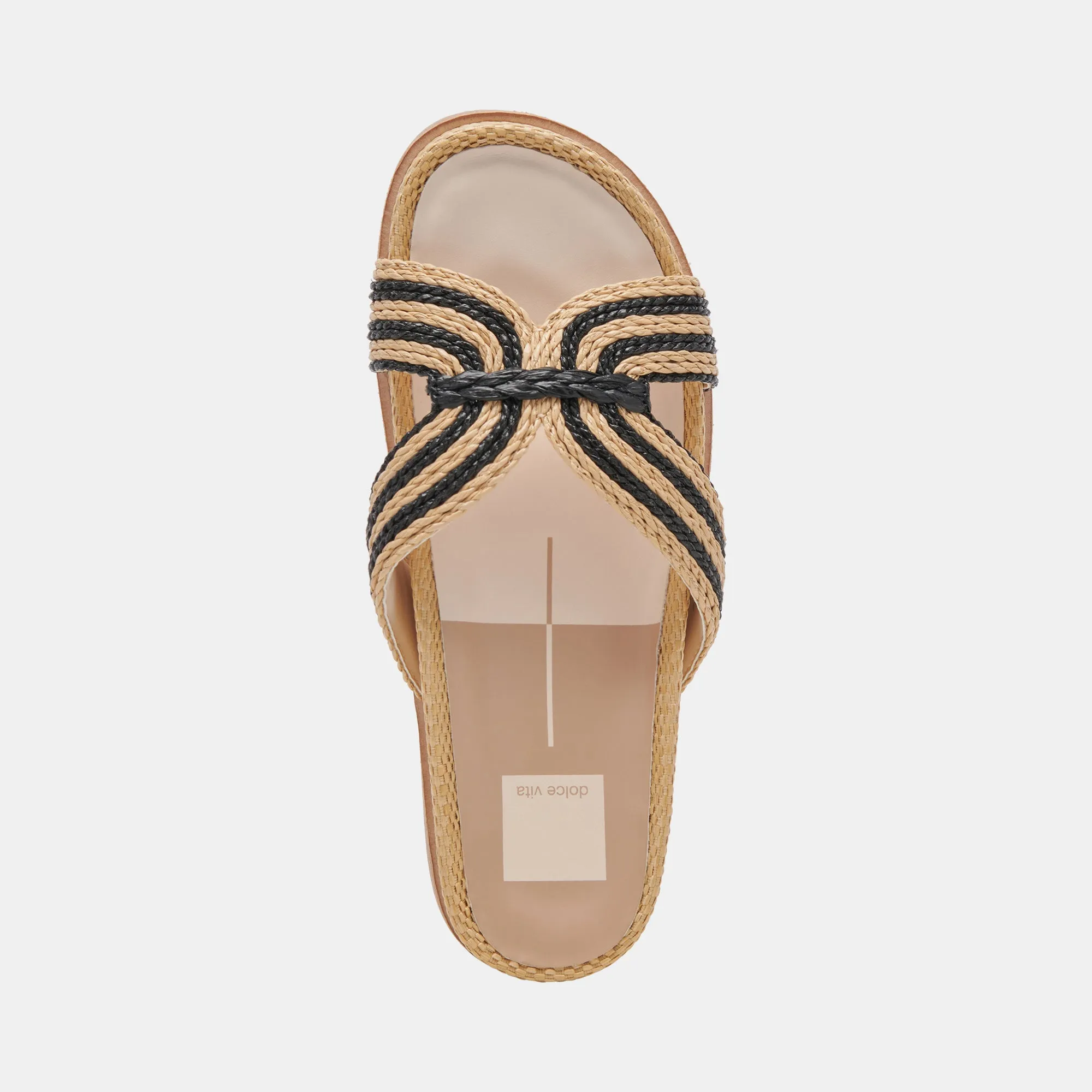 SELDA WIDE SANDALS NATURAL BLACK RAFFIA