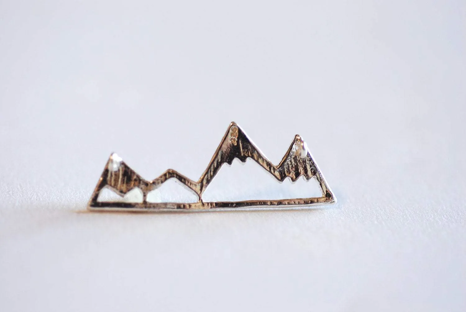 Shiny Rose Gold Vermeil Mountain Range Connector Charm- 22k gold plated Mountain Peak Connector Charm, Hiking Charm, Snow Mountain, 318